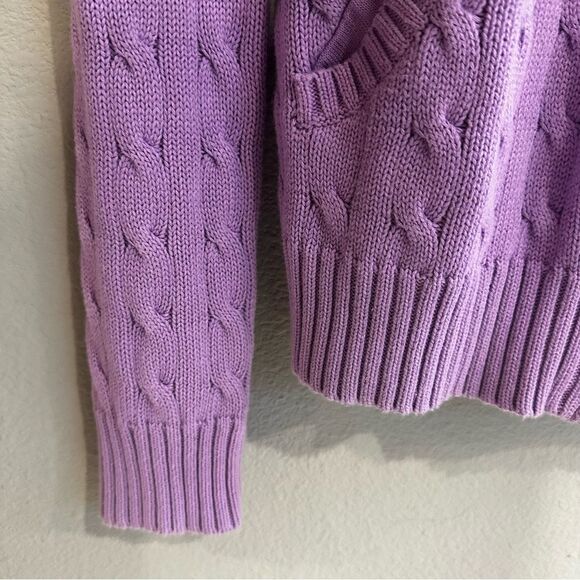 Ralph Lauren | XS | purple zip front hooded cable knit cardigan hoodie jacket - Picture 4 of 10